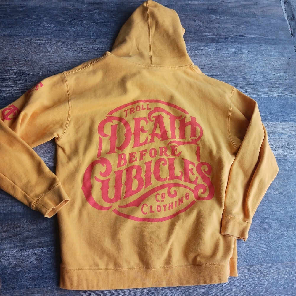 Troll Company Yellow Hoodie Death Before Cubicles XX